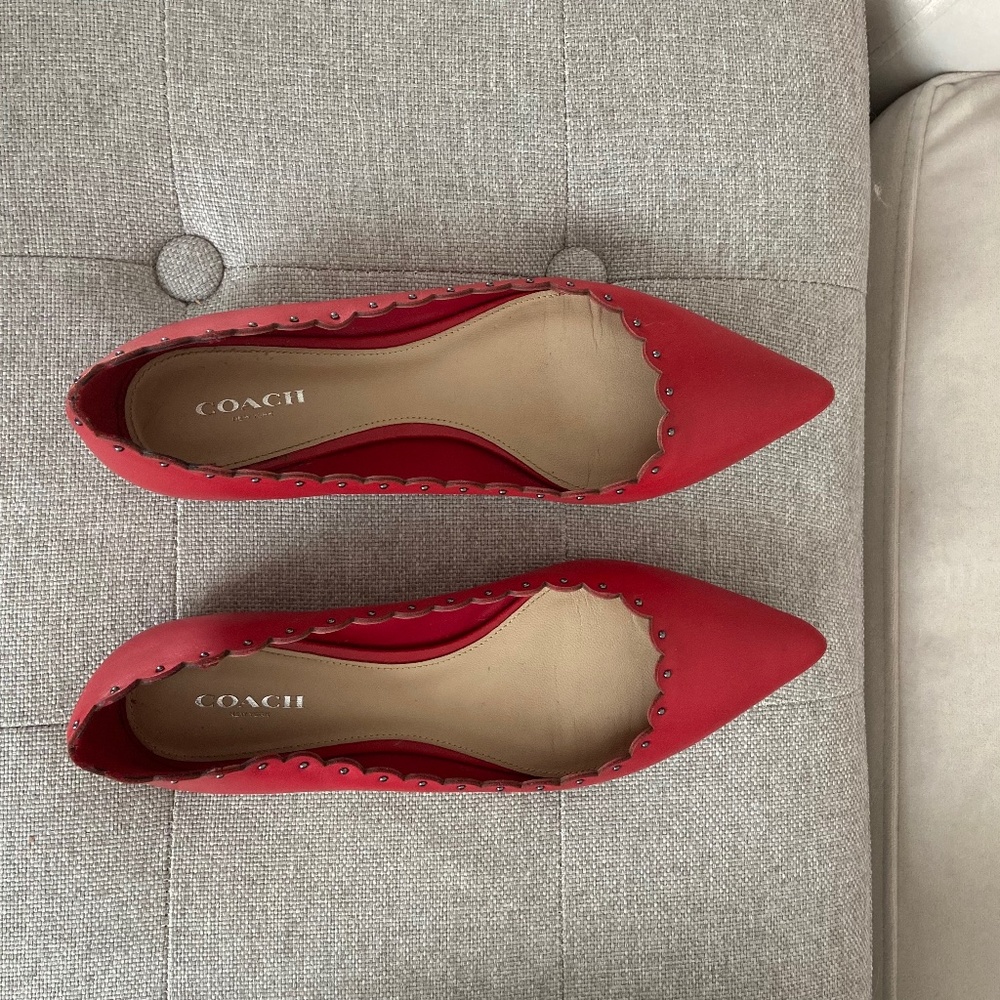 Scalloped red Coach flats